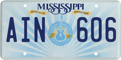MS license plate AIN606