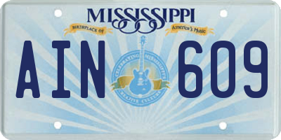 MS license plate AIN609