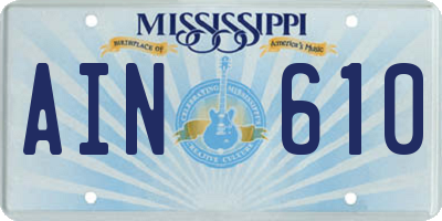 MS license plate AIN610