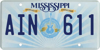 MS license plate AIN611