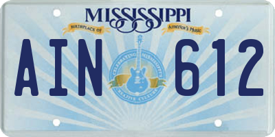 MS license plate AIN612