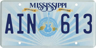 MS license plate AIN613