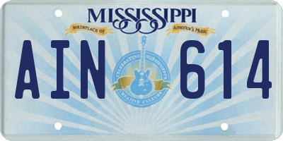 MS license plate AIN614