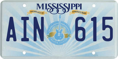 MS license plate AIN615