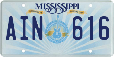MS license plate AIN616