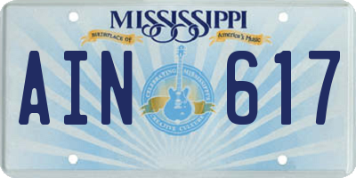 MS license plate AIN617