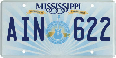 MS license plate AIN622
