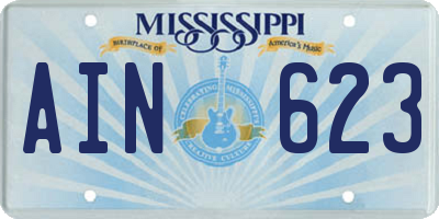 MS license plate AIN623
