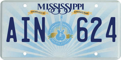 MS license plate AIN624