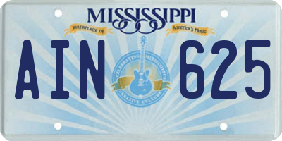 MS license plate AIN625