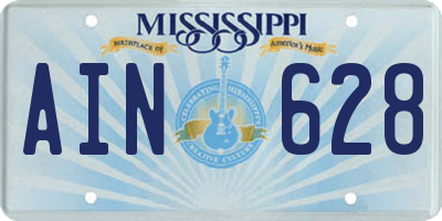 MS license plate AIN628