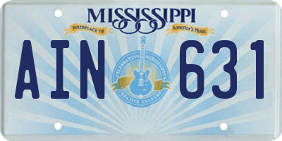 MS license plate AIN631