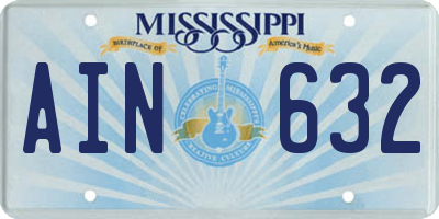 MS license plate AIN632