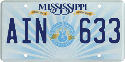 MS license plate AIN633