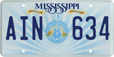 MS license plate AIN634
