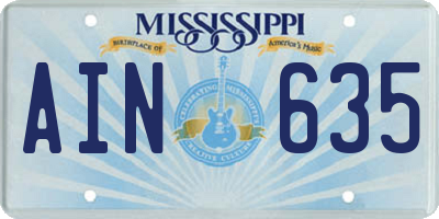 MS license plate AIN635