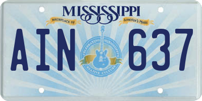 MS license plate AIN637