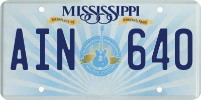 MS license plate AIN640