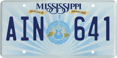 MS license plate AIN641