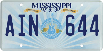 MS license plate AIN644