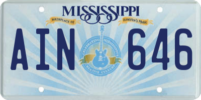 MS license plate AIN646