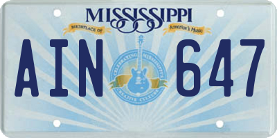 MS license plate AIN647