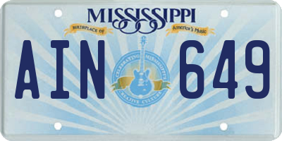 MS license plate AIN649