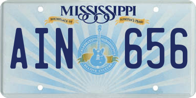MS license plate AIN656