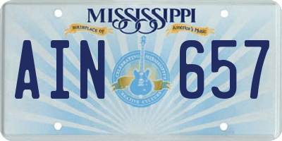 MS license plate AIN657