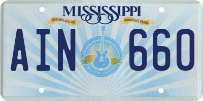 MS license plate AIN660