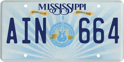 MS license plate AIN664