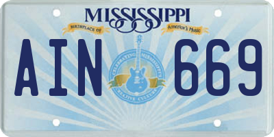 MS license plate AIN669