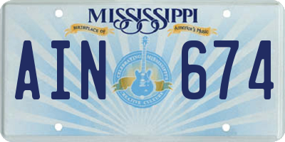 MS license plate AIN674