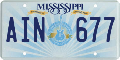 MS license plate AIN677