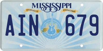 MS license plate AIN679