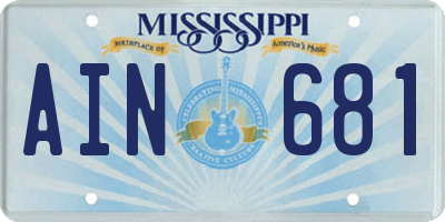 MS license plate AIN681