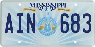 MS license plate AIN683