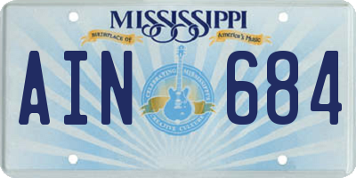 MS license plate AIN684
