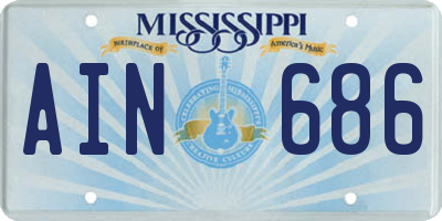 MS license plate AIN686
