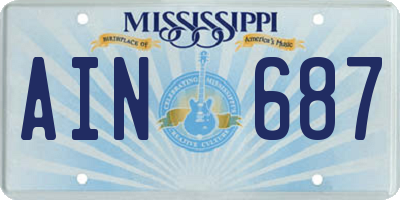 MS license plate AIN687