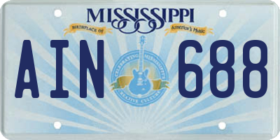 MS license plate AIN688