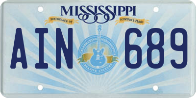 MS license plate AIN689
