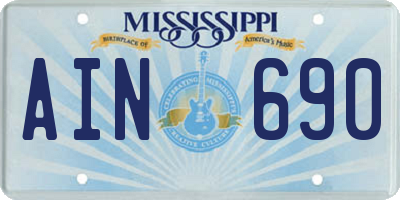 MS license plate AIN690