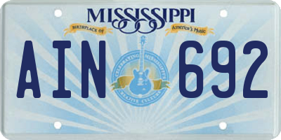 MS license plate AIN692