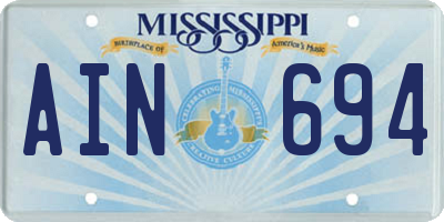 MS license plate AIN694