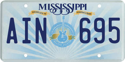 MS license plate AIN695