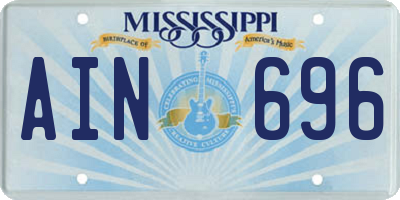 MS license plate AIN696