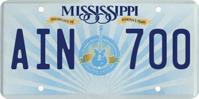 MS license plate AIN700