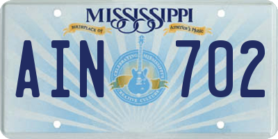 MS license plate AIN702