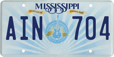 MS license plate AIN704